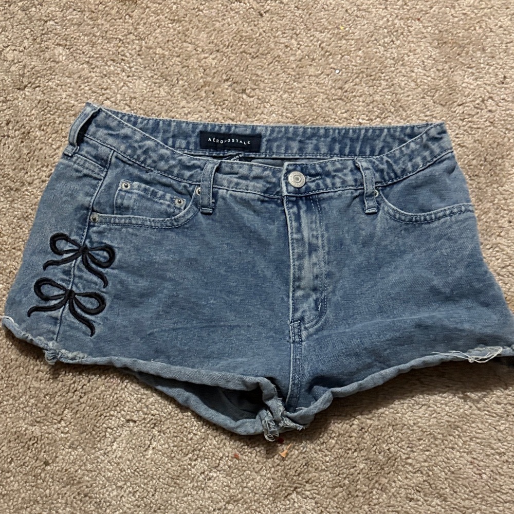 Aeropostale Blue Jean Shorts with Black Bow Accents